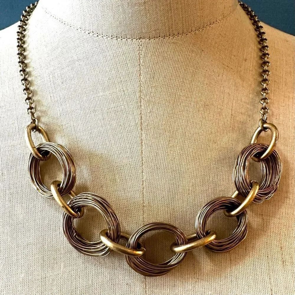 Gold tone multi circle necklace